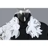 [EAM] Women White Lace Flower Big Size Blouse Lapel Short Sleeve Loose Fit Shirt Fashion Spring Summer 1DD5940 210512