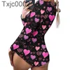 Femmes Combinaisons Designer Sexy Valentine Day Onesies Nouveau Imprimé À Manches Longues Maison Pyjamas Deep V Discothèque Tight Barboteuses 9 Couleurs