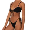 Sexy Strappy Bandage Maillot De Bain Femmes Rembourré Bralette Maillots De Bain Léopard Maillot De Bain S-L Fille Côté Cravate Bas Bikini Ensemble 210621