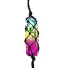 Natural cristal borla pingente favor 7 chakra pedra arco-íris carro pingentes mão tecida ioga decoração cura acessórios 22 cm