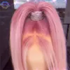 Parrucche anteriori in pizzo dritto serico brasiliano di colore rosa per le donne Parrucca sintetica prepizzicata con i capelli del bambino 180% Densità Cosplay