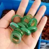 6mm Wide Stripe Green Yellow Glass Crystal Agate Jade Ring Jewelry Finger Rings For Women Men