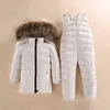 Crianças de marca para baixo jaqueta bebê inverno inverno desgaste meninos e meninas menino infantil parka neve conjunto de neve quente 211027