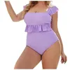 Женские купальные костюмы 2021 отталкивать Rufffle One Piece Swimsuit Женщины плюс большие большие костюмы для плавания пляжная одежда купание