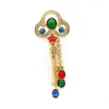 Pins, Brooches Fashion Retro Baroque Golden Metal Vintage Brooch Tassel Key Crystal Heart Flower Pearl Pin Women