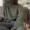 Turtleneck sweter z dzianiny sweter Swetry Kobiety Oversized Casual Basic Jumper Khaki Winter Topy 210427