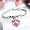 Diamond Love Heart Bracelet Crystal Mom Aunt Daughter Grandma Believe Hope friends charm Bracelets women children Fashion jewelry