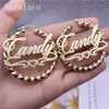 AurolaCo 30-90MM Custom Name Earrings Big Hoops Stainless Steel Hip Hop Style for Women Gift 2109242246