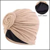 Beanie / Skl Chapéus Chapéus Chapéus, Lenços Luvas Moda Aessórios Muséis Top Knotted Hat Turbante com Silky Cetim Linning Headscarf Headwra