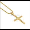 & Pendants Drop Delivery 2021 Mens Stainless Steel Cross Pendant Gold Sweater Chain Necklace Fashion Hip Hop Necklaces Jewelry Ond4V