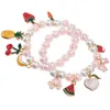 Charm Bracelets 2PCS Kids Imitation Pearl Bracelet Girl Beaded Wrist Chain Baby (2 Styles)