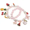 Braccialetti con ciondoli 2PCS Braccialetto di perle d'imitazione per bambini Ragazza con catena da polso con perline Baby (2 stili)