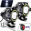 LED U7 Motocicleta Drl Drl com Anjo Olhos Anel Lighting Dirigindo Luzes Running Front Light Hi / Lo Estroboscópio Piscando Luz branca e interruptor