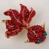 Pins broszki Yacq złota rybka broch pin Antique Gold Red W Crystal Animal Biżuter