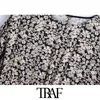 TRAF femmes Chic mode imprimé fleuri Mini robe Vintage à manches longues avec doublure femmes robes Vestidos Mujer 210415