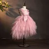 Czarny kwiat Tulle Dziewczyna Sukienka Swan Kryształ Tulle Księżniczka Pagew Wedding Clothes Kids Birthday Party Dress Evening Ball Suknia G1218