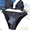 Fashion Sexy Letter Black Bikinis Female Backless Floral Bathing Suit Two Pieces Party Swimwear Trendy Travel Charm Swimsuit