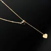 x92 Fashion Jewelrys Gold Color Love Heart Long Pendant Necklace Adjustable Chain Necklaces For Women Wedding Jewelry Wholesale