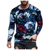 T-shirt da uomo Feitong 2022 Estate Uomo Inverno Camicie floreali a maniche lunghe per casual Fiore stampato Girocollo Maschile Supera i t