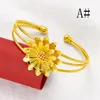 Bracelet manchette en forme de fleur pour femmes, bijoux à la mode, or jaune 18 carats, accessoires classiques féminins, cadeau