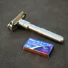 Erkekler için Güvenlik Razor Düz Jilet Ayarlanabilir Yakın Tıraş Klasik Çift Kenar Bıçakları Bıçak Yedek Tıraş Seti 220228