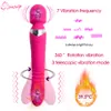 360 roterande uppvärmning dubbel vibrator för kvinnor klitoris stimulator g spot vagina big dildo kvinnliga sexiga leksaker vuxna