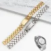 Titta på band högkvalitativa klockband rostfritt stål rem 10 12 14 16 18mm band svart ros guld silver metall bälte handledsurar armband deli
