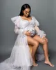 White Maternity Sleepwear Robes Women Prom Long Tulle Bathrobe Dresses Photo Shoot Birthday Bridal Fluffy Party