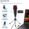 Microfone CardioID do Tipo-C USB com LED para gravação de instrumentos de vídeo Andriodios PC Mic para o Karaoke Mobile Voice sobre o zoom