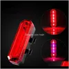 Ljus 4 Modes Bike Färgglada uppladdningsbara LED Blaillight Super Ljus Cykling Cykel TAIL LIGHT SÄKERHET VARNING LANTERN QECG0 FKM1D