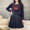 Kleidungssets Japanische Schuluniform Anzug Matrose JK S-2XL Basic Cartoon Mädchen Marine Schwarz Kostüm Damen