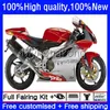 Motorcycle Fairings For Aprilia RSV 1000 R 1000R RSV1000R Mille RV60 Cowling 9No.23 RSV-1000 RSV1000 R RR 03 04 05 06 RSV1000RR 2003 2004 2005 2006 Body Kit Red silver hot