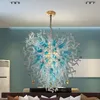 Moderne Kettenpendelleuchte, Hängelampen, Hochzeitssaal, Hotellobby, Wohnzimmer, Dekoration, mundgeblasener Muranoglas-Kronleuchter mit LED-Glühbirnen