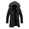 Men's Down & Parkas Winter Jackets Men Fur Warm Thick Cotton Multi-Pocket Hooded Mens Casual Fashion Fleece Long Coats Windbreaker Overcoat