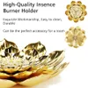 Zinc Alloy Incense Holder, Lotus Stick Incense Burner, for Stick/Coil/Cone Incense with Ash Catcher, Gold