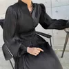 2021 Summer Evening Women's Mid-length DrPleated Lantern Sleeve Special Occasion Female DrSpring Korean Party Lady Robe X0529