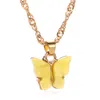 Sweet Acrylic Color Chain Butterfly Pendant Necklaces Women Ladies Necklace Jewelry for Valentine's Day Gifts