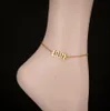1980-2010誕生年数アンクレットレッグブレスレットジュエリーステンレス鋼足首ブレスレットローズゴールドカラーアンクレット用女性ギフト