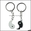 Porte-clés Accessoires De Mode Vintage Éléments Chinois De Yin Yang Taiji Bagua Couple Porte-clés Pour Clés De Voiture Porte-clés Pendentif Charme Alliage Gif