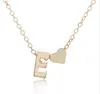 26 lettre initiale alphabet coeur pendentif collier pour femmes couleur or A-Z lettres colliers chaîne bijoux de mode cadeau en gros