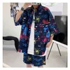 Chemises décontractées pour hommes Hawaiian Mens Impression Ensemble à manches courtes Chemise florale d'été Plage Deux pièces Costume 2021 Mode Hommes Ensembles M-3XL