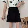Pleated Summer High Waist Black Grey A-Line Mini Skirts Women Clothing Casual Bottoms All Match B14358X 210416