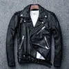 MAPLESTEED 100% Natural Sheepskin Tanned Leather Jacket Black Soft Men's Motocycle Jackets Motor Clothing Biker Coat Autumn M111 211008