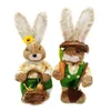 OOTDTY 2 pièces mignon lapins de paille décorations de lapin fête de pâques maison jardin mariage ornement Po accessoires artisanat 210811