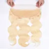 Straight 13x4 Human Hair Lace Closure 613# Blonde Color Pre-Plucked Natural Hairline With Baby Hair