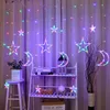 Party Decoration Christmas Led String Lights Moon Star Xmas Navidad År 2022 Gardin Lampa Dekorationer för Hem Kids Bedroom