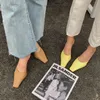 Mode Kvinnor Sandaler Slippers Solid Färg Khaki / Vit / Svart Tunna Högklackat Kvadrat Toe Grunda Tofflor Mules Skor Party Pump 210513
