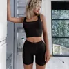 Survêtements pour femmes été deux pièces ensemble Sexy côtelé tricot maigre tenues gilet hauts courts et Biker Shorts bas costume