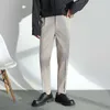남자 스트라이프 바지 영국 캐주얼 비즈니스 드레스 바지 한국어 스타일 슬림 슈트 오피스 사회 바지 Pantalon Homme 210527