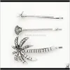 Clips Barrettes 보석 드롭 배달 2021 Beach Stlye Coconut Tree Starfish Seashell 1 Shape Hairpin Gold 또는 Sier 도금 여성 헤어 CL